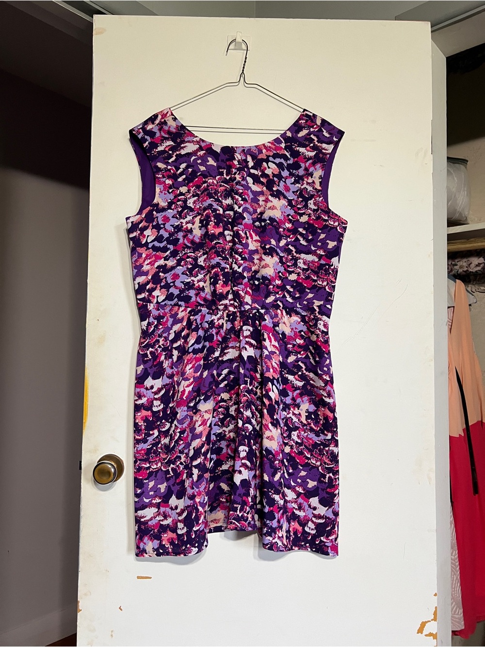 Jacob Purple Multicolor Floral Sleeveless Fit & Flare Dress
